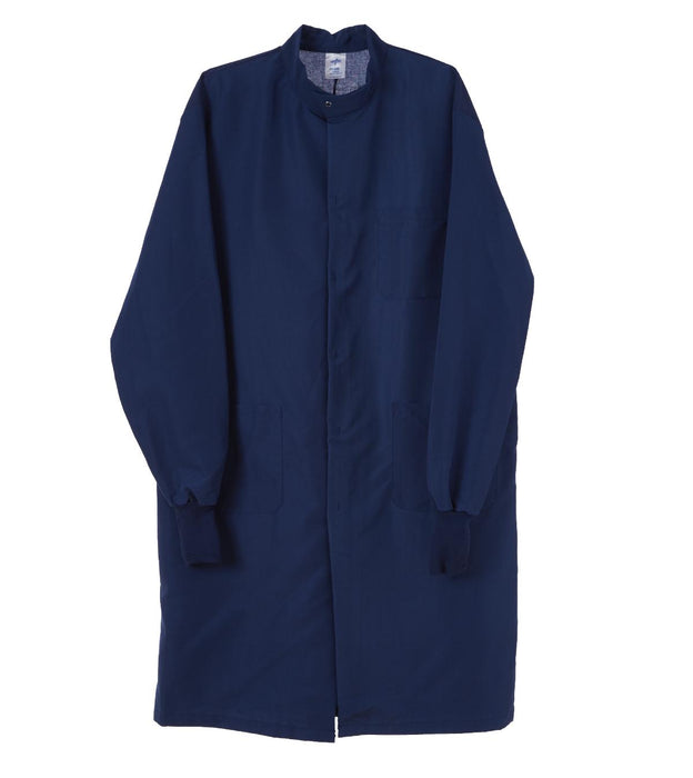 Medline Unisex ASEP Barrier Lab Coats - ASEP Unisex Barrier Lab Coat without Pockets, Navy, Size SM - 6623NPBNWS