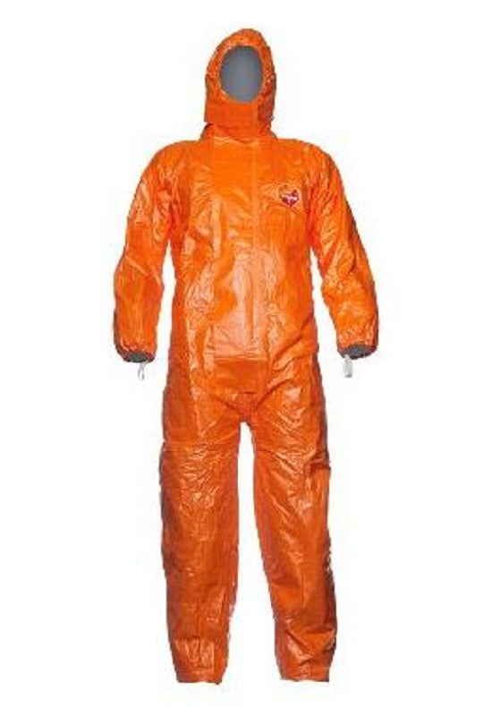 DuPont Tychem 6000 Coveralls - Tychem 6000FR Zipper Front Coverall with Hood, Elastic Wrist and Ankle, Storm Flap, Orange, Size 2XL, , NFPA 1992 and 2112, Berry Compliant - TP198TOR2X0002BN