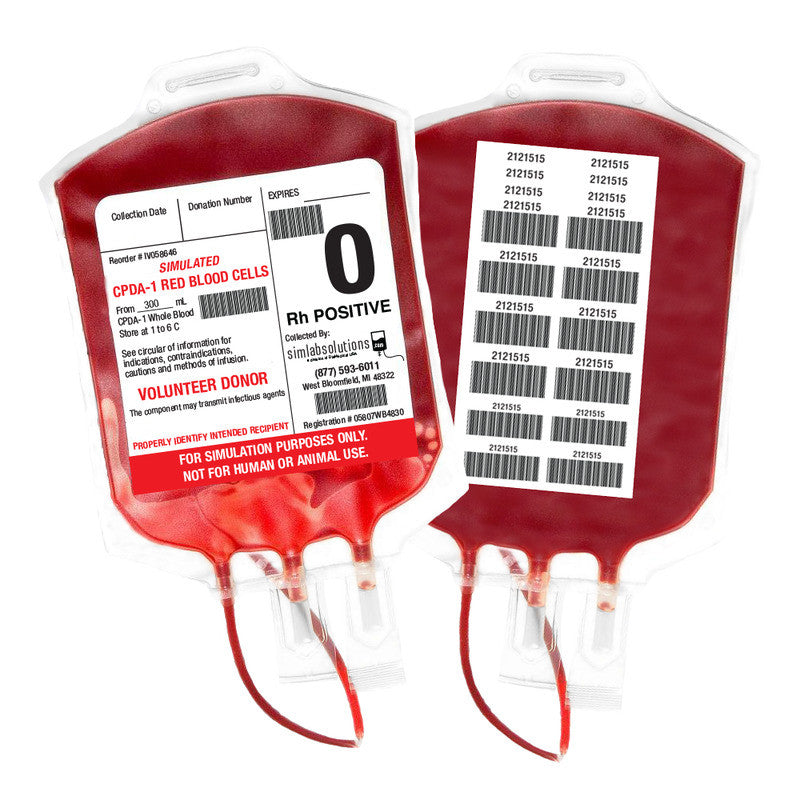 Diamedical Usa Equipment LLC Prefilled Simulated Blood Bags for Educational Use - 450 mL Prefilled Simulated Blood Bag for Educational Use Only, O- - IV058646