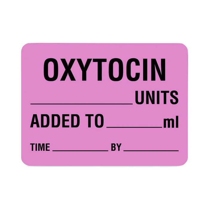 United Ad Label Co. Drug Tape / Labels - IV Medication Additive Label, Oxytocin (Units), Fluorescent Pink, 2-3/8" x 1-3/4", Permanent, 400 Labels / Roll - ULOB322