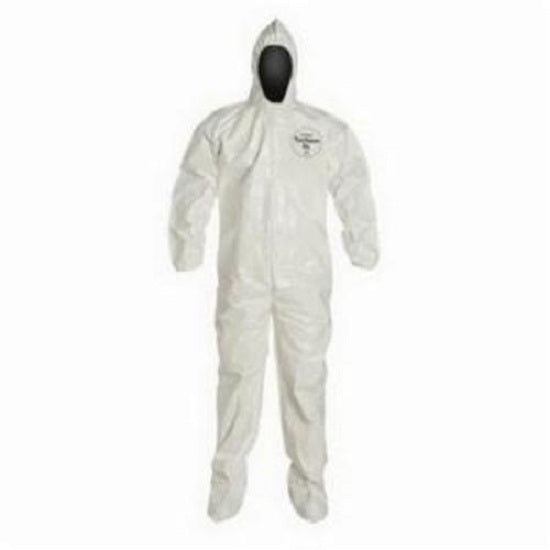 DuPont Tychem 4000 Coveralls with Elastic Cuffs - Tychem 4000 Coverall with Hood and Socks / Boots, White, Size XL, Berry Compliant - SL122BWHXL0012BN