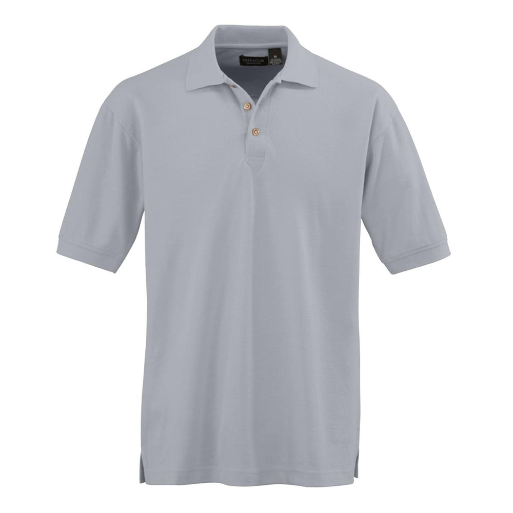 Ultraclub Men's Whisper Pique Polo - Men's Whisper Pique Polo Shirt, 60% Cotton/40% Polyester, Grey, Size 5XL - 8540GRY5XL