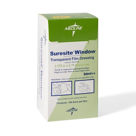 Medline Suresite Window Transparent Film Dressing - Suresite Window Transparent Film Dressings, 4" x 4.5" - MSC2304CS