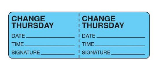 Shamrock Scientific IV Change Labels - IV Change Label, 1" x 3", Thursday, 500/Roll - PA-16-TH