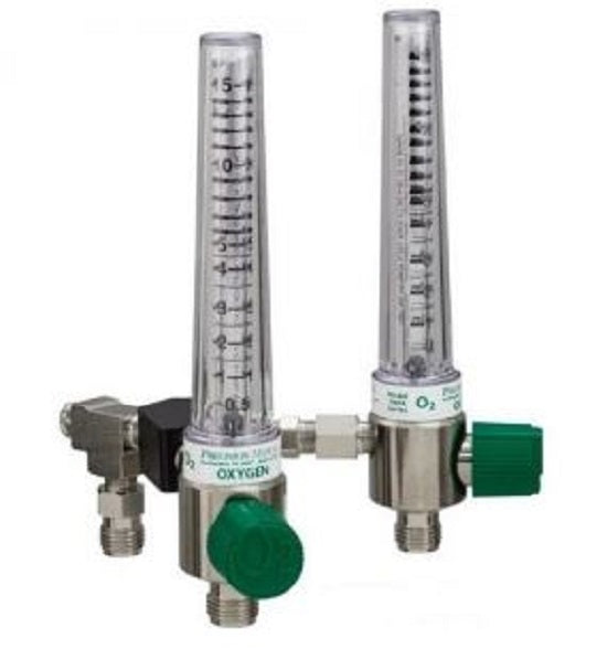 Precision Me Y Block Chrome Flowmeter - Ohmeda Y-Block Oxygen Flowmeter with PTO Precision Medical, 0-15 L / Min - Y1MFA1005PT1