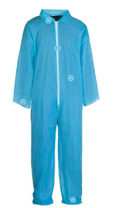 Tronex Company Fluid-Resistant Coveralls - Fluid-Resistant Spunbond Coveralls with Open Cuffs and Ankles, White, Size M - 644020W