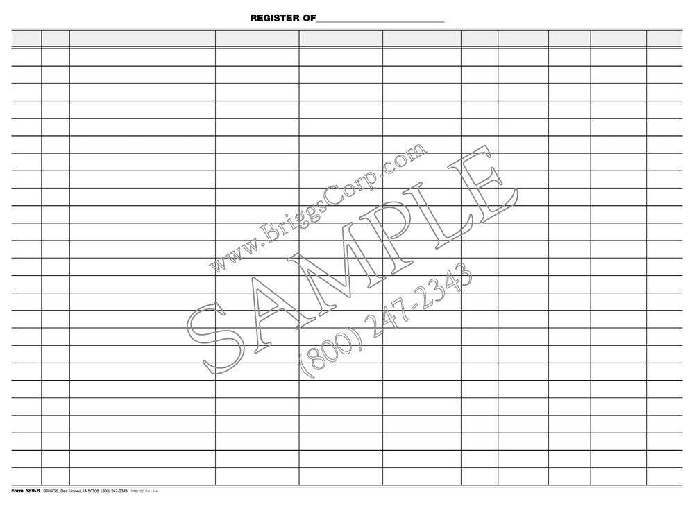 Briggs Corporation Register Ledger Books - All-Purpose Blank Register Ledger Book, 12" x 9.5", Black Ink on White Paper - 589-B