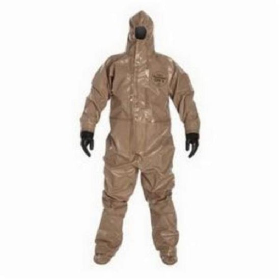 DuPont Tychem 5000 Coveralls with Attached Gloves - Tychem 5000 Coverall with Hood, Gloves, Socks with Boot Flaps, Tan, Size 5XL - C3199TTN5X0006WG
