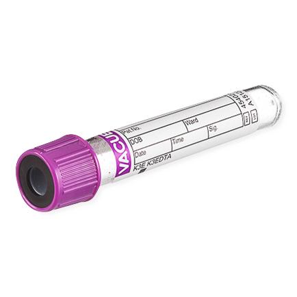 Greiner VACUETTE K3 EDTA Blood Collection Tubes - VACUETTE K3 EDTA Blood Collection Tube, 13 mm x 100 mm, 6 mL, OB Only - 456074