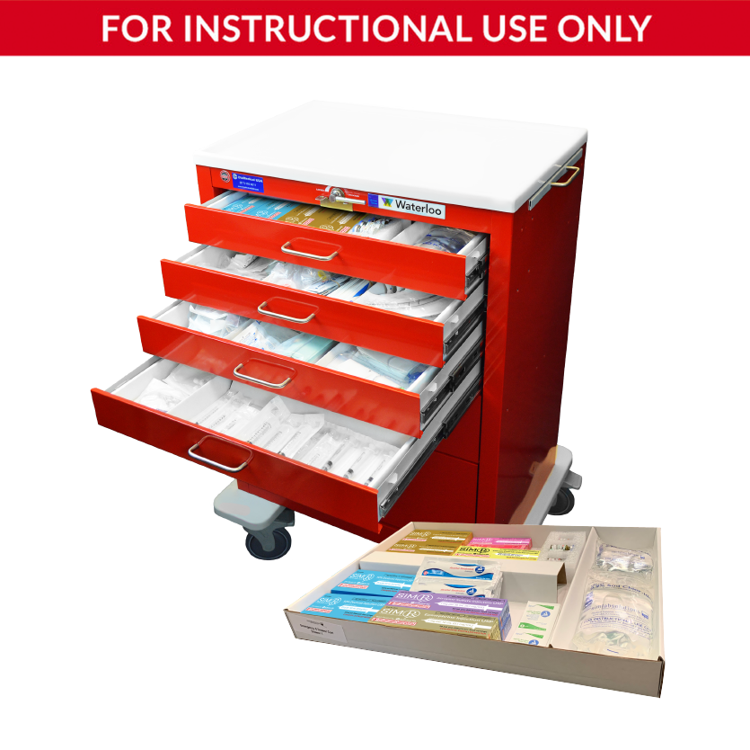 Diamedical Usa Equipment LLC Loaded Crash Cart and Drawer Kits for Educational Use - 6-Drawer Emergency Crash Cart Complete Kit for Educational Use Only, Includes 6 Loaded Drawers and Cart - LC037930