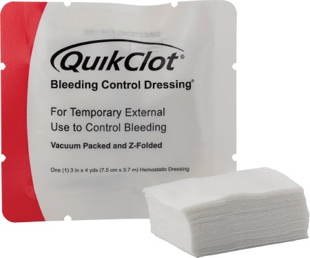 Z-Medica QuikClot Interventional Hemostatic Bandage - QuikClot Hemostatic Dressing, 3" x 4 yd. - 538