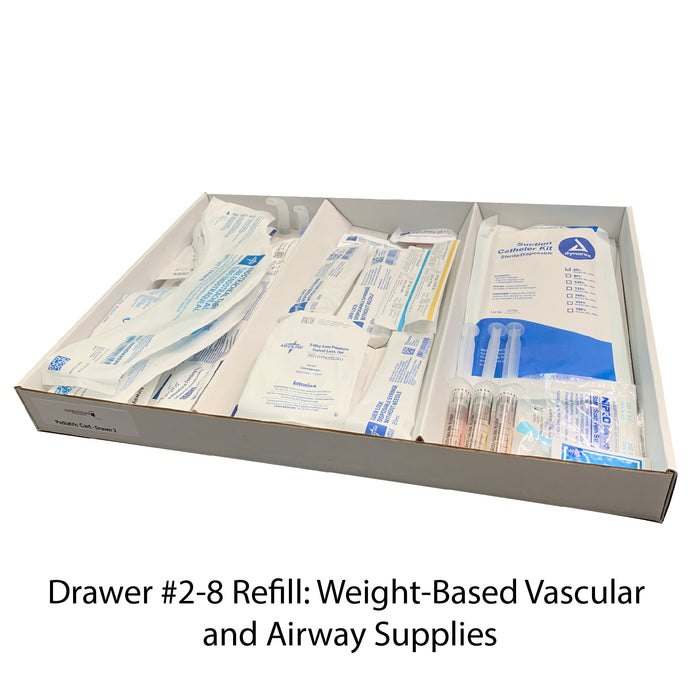Diamedical Usa Equipment LLC Loaded Crash Cart and Drawer Kits for Educational Use - Pediatric Crash Cart Refill Kit for Educational Use Only, Drawer 5 (White), Patients 15-18 kg - LC017905