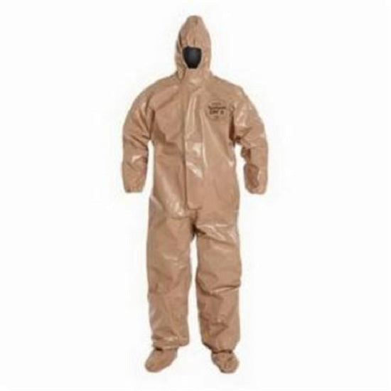 DuPont Tychem 5000 Coveralls with Attached Gloves - Tychem 5000 Coverall with Hood and Socks with Boot Flaps, Tan, Size 2XL, Bulk Packed - C3128TTN2X000600