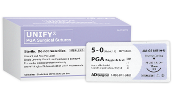 AD Surgical Absorbable PGA Violet Suture - Unify Absorbable PGA Suture, Violet, Size 3-0, 30", with 3/8" Reverse Cutting Circle Needle, 24 mm - L-G330R24