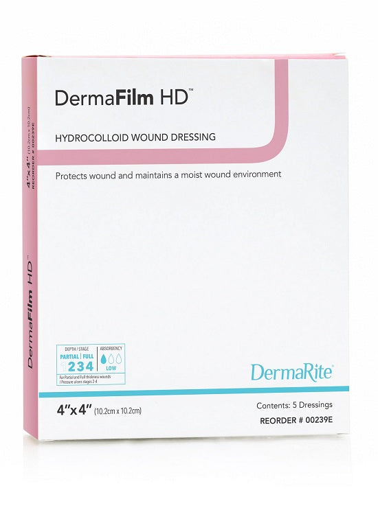 Dermarite DermaFilm Hydrocolloid Wound Dressings - DermaFilm Hydrocolloid Dressing with Grid, Oval, Extra-Thin, Clear, 1.75" x 1.5" - 31110