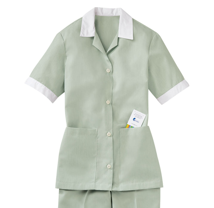 Vf Workwear-Div / Vf Imagewear (W) Ladies Single-Breasted Lapel Tops - Women's Single-Breasted Tunic, Navy Pincord, Size M - 9S05NVM