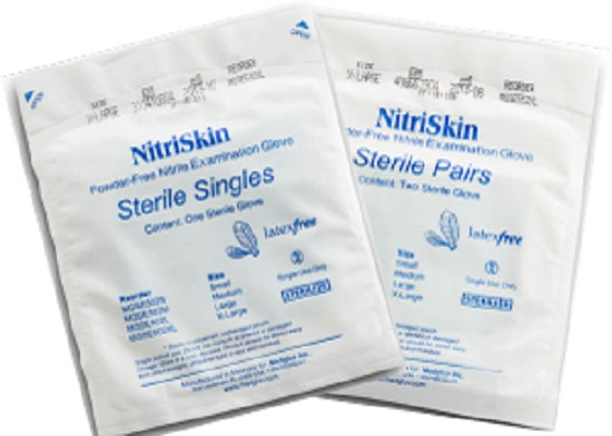 Medgluv NitriSkin Powder-Free Nitrile Glove Pairs - NitriSkin Powder-Free Nitrile Exam Gloves, Sterile Pairs, Size S - MGSE552S