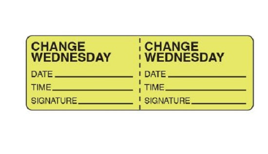 Shamrock Scientific IV Change Labels - IV Change Label, 1" x 3", Wednesday, 500/Roll - PA-16-W