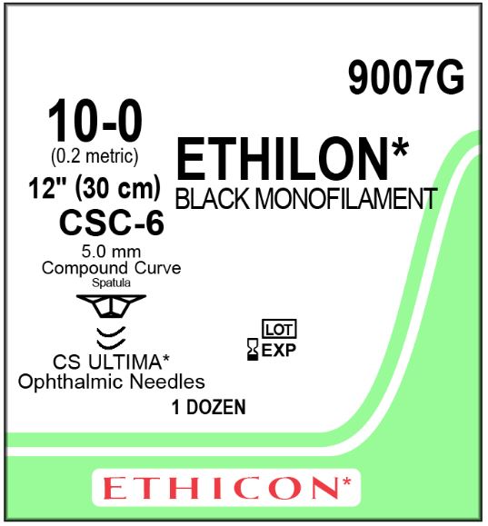 Ethicon Ethilon Sutures - Ethilon Suture, Black Monofilament, Size 10-0, 12 - 9007G - 12 Each / 1 Dozen / Box
