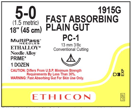 Ethicon Fast Absorbing Surgical Gut Suture - SUTURE, 5/0 18 PL FST ABS ...