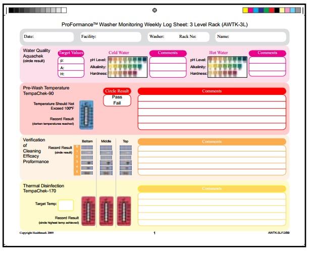 Healthmark ProFormance Weekly Test Kits - Washer Test Kit, 3 Level Rack, 1 Week - WTK-3L