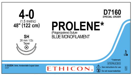 Ethicon Prolene Sutures - Prolene Monofilament Suture, Blue, Size 4-0 ...