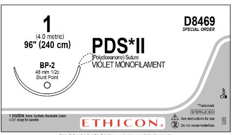 Ethicon PDS-II Sutures - SUTURE, 1, PDS, CTXB, BLUNT, LOOPED, 96IN - D ...