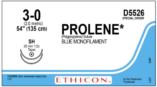 Ethicon Prolene Sutures - Prolene Monofilament Suture, Blue, Size