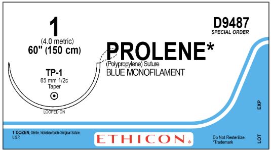 Ethicon Prolene Sutures - Prolene Monofilament Suture, Blue, Size 1, 6 ...