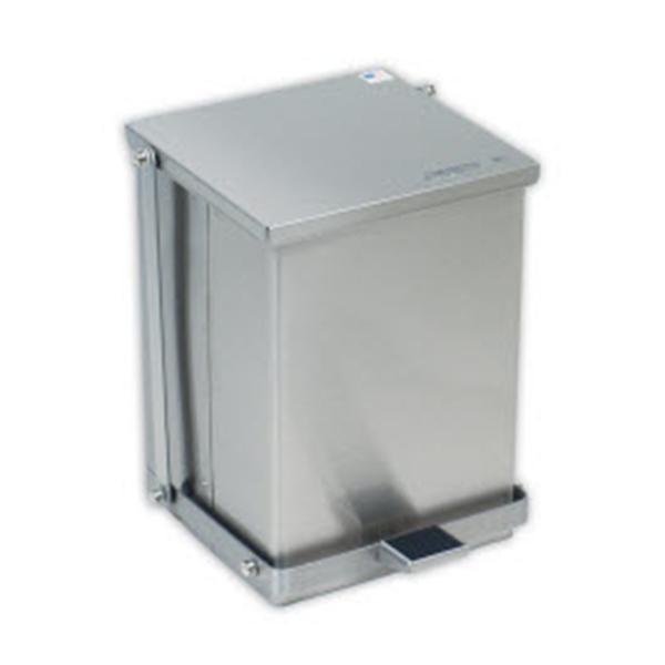Detecto Scales Can Trash SS 4gal Step-On Pedal Hinge Lid Silver Rectangular 1/Ea