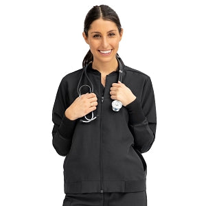 Medline Women's Bomber Jacket - Women's Bomber Jacket with Welt Pocket and Zipper, Black, 2X Large - 2543BLKXXL