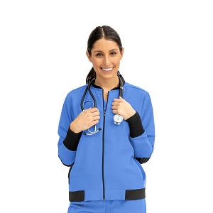 Medline Women's Bomber Jacket - Women's Bomber Jacket with Welt Pocket and Zipper, Ceil, Extra Large - 2543CBLXL