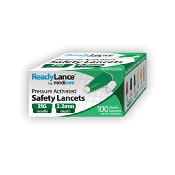 Medicore Medical Supply Lancet ReadyLance 21gx2.2mm Green Incision Device 100/Bx, 40 BX/CA (806)