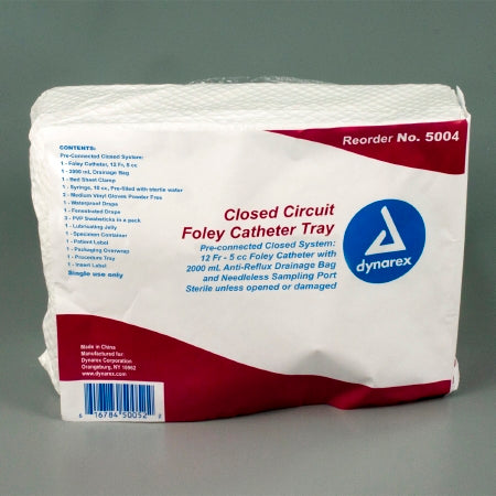 Dynarex Closed Foley Catheter Trays - TRAY, CATHETER, FOLEY, CLOSED, 12FR, STERILE - 5004
