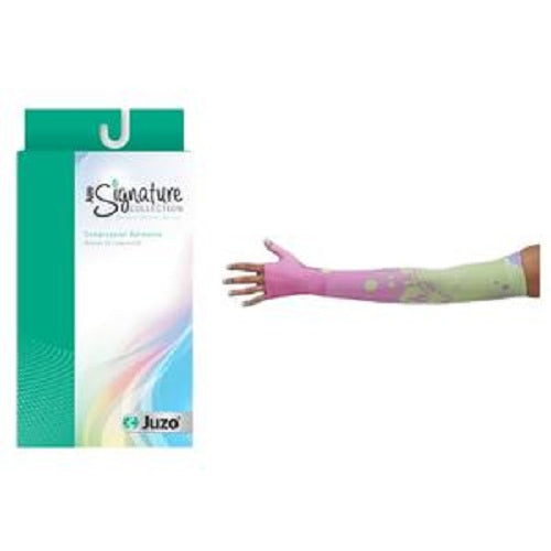 Juzo Compression Arm Sleeve, with Silicone Border, Max Cut, 20 to 30mmHg, Size 6, Long, Splash Green