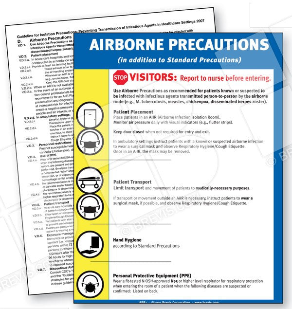 Brevis Corp Standard Precaution Signs - Airborne Precaution Sign, English, Laminate - APR7.PL