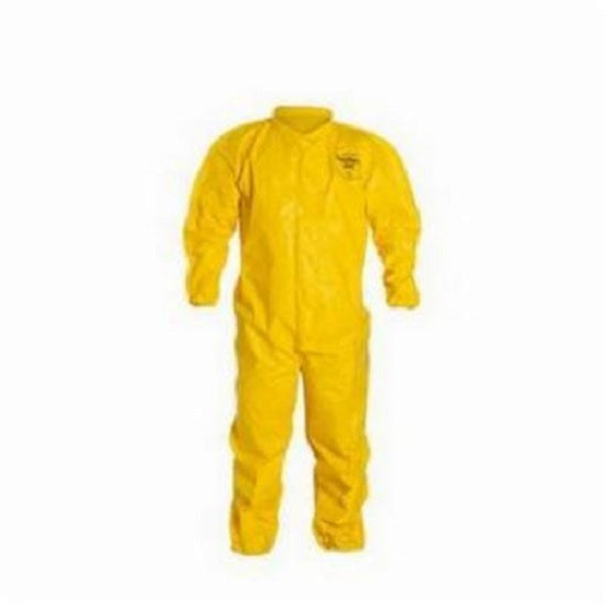 DuPont Tychem 2000 Coveralls - Tychem 2000 Zipper Front Coverall with Hood, Elastic Wrist and Ankle, Storm Flap, Yellow, Size 2XL, Bulk Packed - QC127TYL2X000400