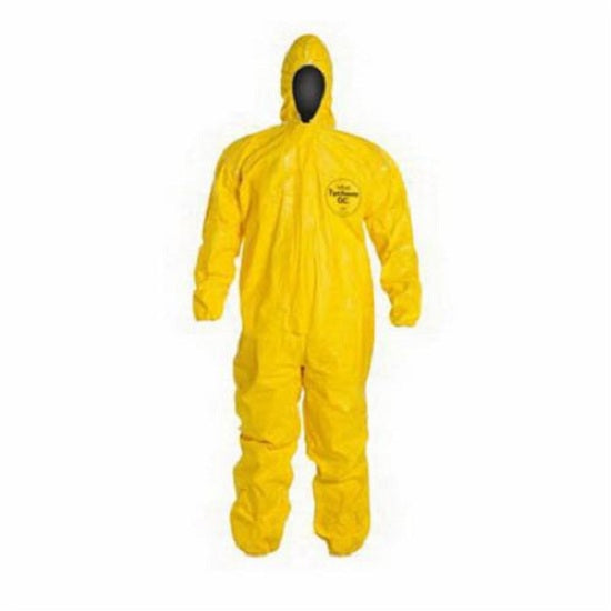 DuPont Tychem 2000 Coveralls - Tychem 2000 Zipper Front Coverall with Hood, Elastic Wrist and Ankle, Storm Flap, Yellow, Size 3XL, NAFTA - QC127SYL3X0012NF