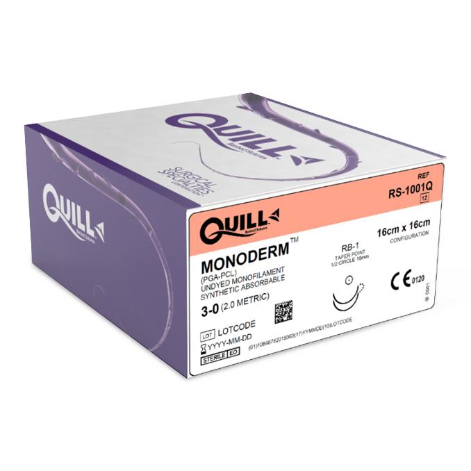 Surgical Specialties Monoderm Taper Point Suture - Monoderm Undyed Absorbable Suture with 26 mm 1/2 Circle Taper Point CT-2 Needle, 70 cm Long, Size 2-0 - Y417D
