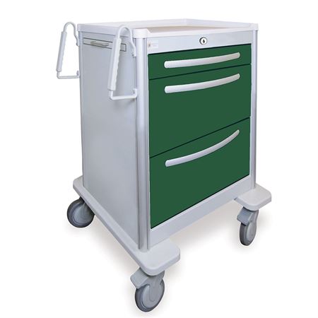 Med Jr. Aluminum Cart 3-Drawer with Push-Button Lock - 36"H