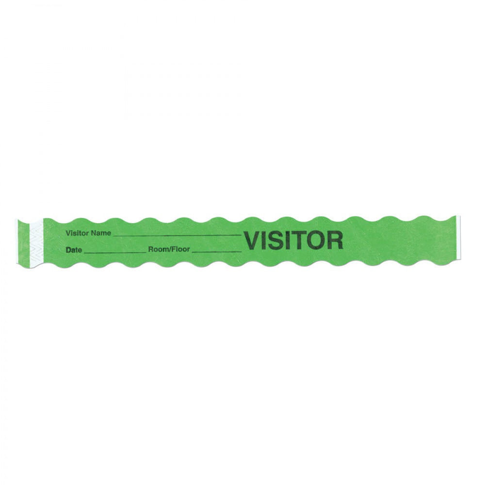 Short Stay Write-On Wristband Tyvek 1" X 10" Adult/Pedi Lime - 1000 Per Box