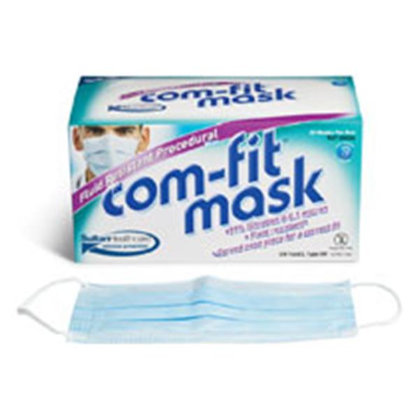 Sultan Healthcare  Face Mask Earloop Com-Fit Fluid Resistant Blue 50/Bx, 10 BX/CA (20324)