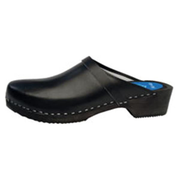 Cape Clogs  Clog Open Back Leather / Wood Base Womens Adlt Blk Sz 10 SlpOn Ea