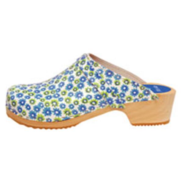 Cape Clogs  Clog Open Back Leather / Wood Base W Adlt Twn Flwr Sz 7 SlpOn Ea