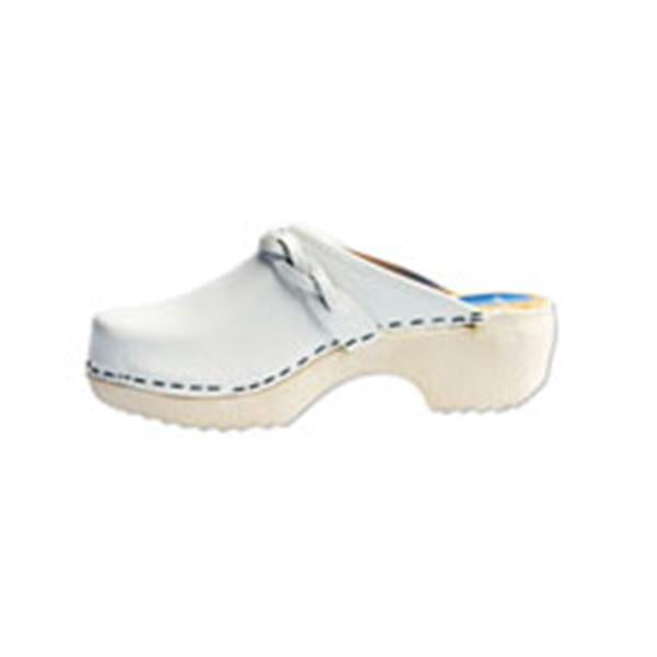 Cape Clogs  Clog Open Back Leather / Wood Base Womens Adult White Size 8.5 Ea