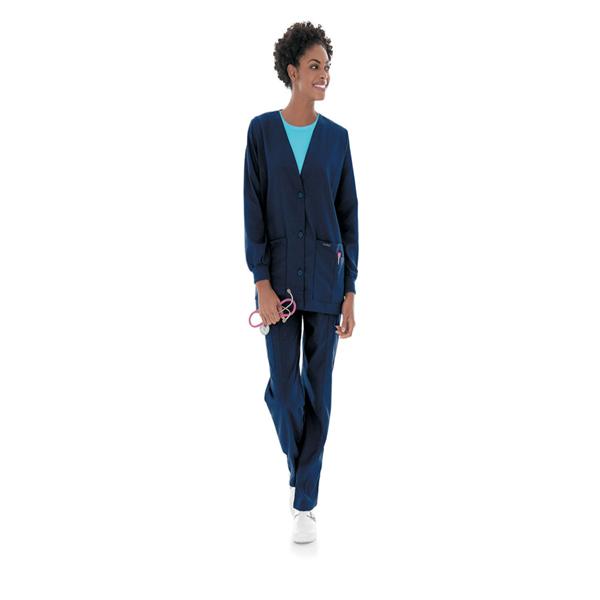 Landau Uniforms  Cardigan Warm-Up 65% Polyester / 35% Cotton W Nvy Md 5Pckt Ea