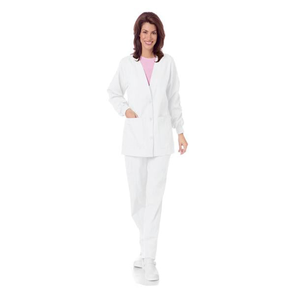 Landau Uniforms  Cardigan Warm-Up 65% Polyester / 35% Cotton W Wht Lg 5Pckt Ea