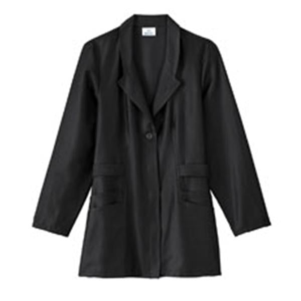 META By White Swan Lab Coat Stretch Poly/Ctn/Spndx META W Blk Sz 8 30" Ea