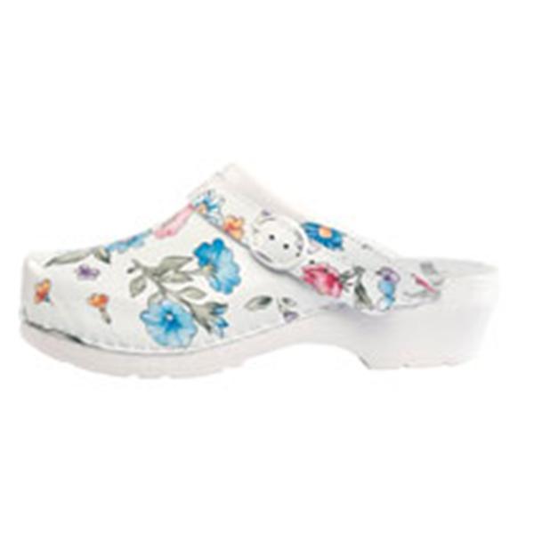 Cape Clogs  Clog Open Back Leather / Wood Base Womens Adult Tulips Size 9 Ea