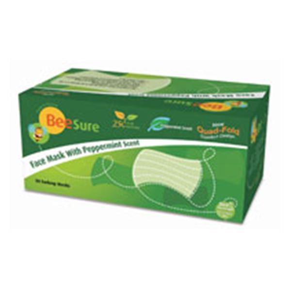 EcoBee Face Mask Earloop BeeSure Fluid Resistant Green Peppermint 50/Bx, 8 BX/CA (2200G)
